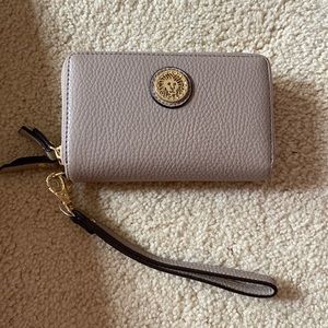 Anne Klein Mauve double zipped wallet/wristlet.